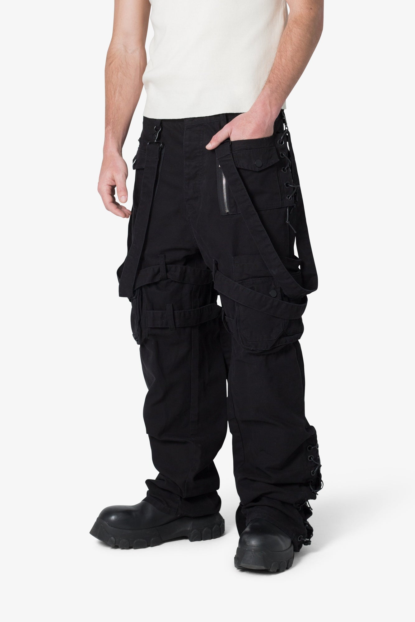 Laced Up Cargo Pants | Black