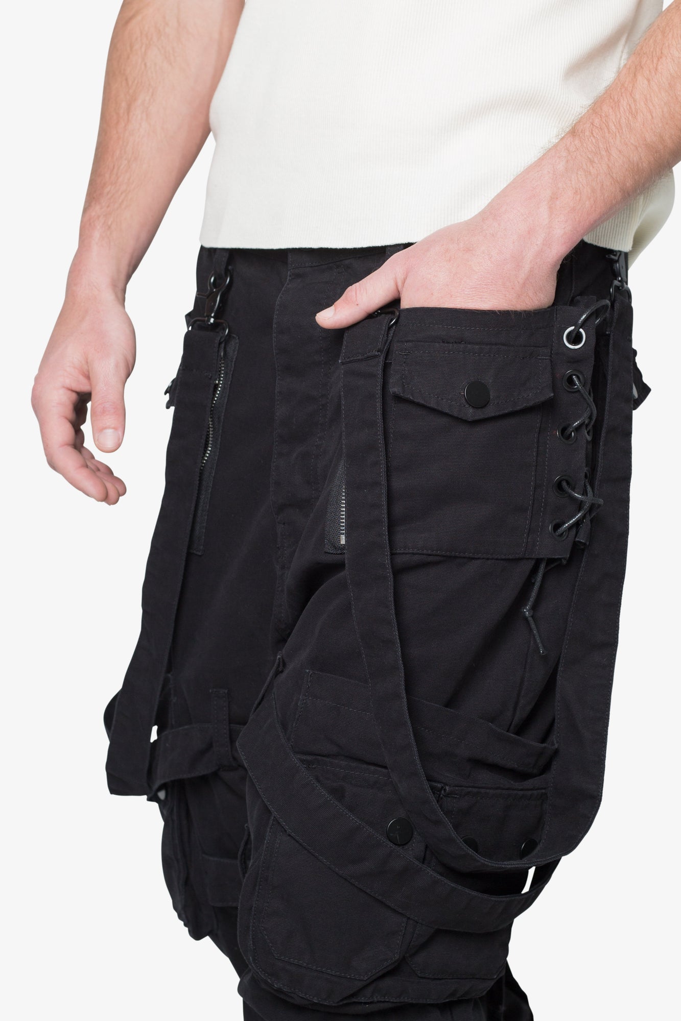 Laced Up Cargo Pants | Black