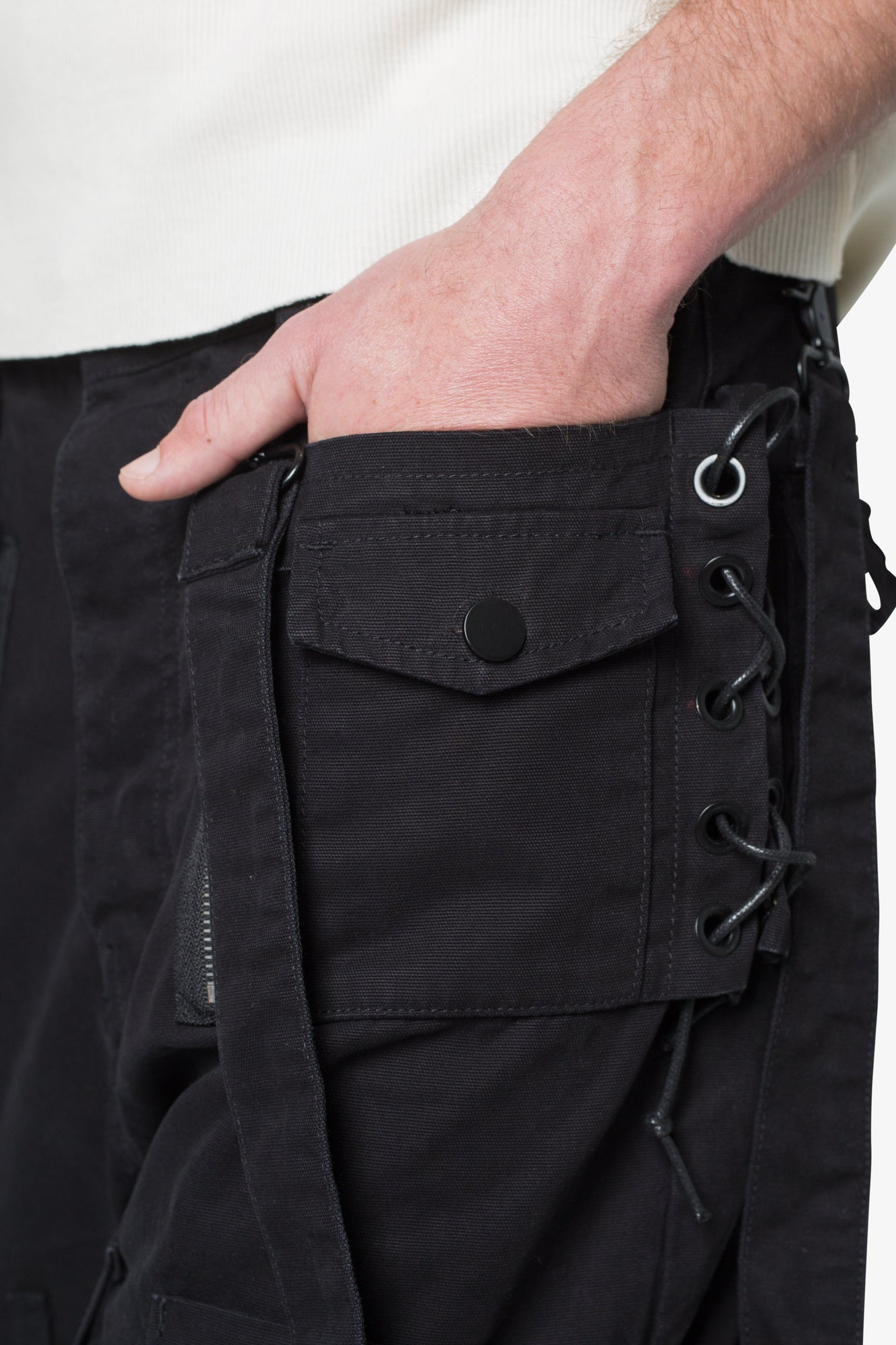Laced Up Cargo Pants | Black