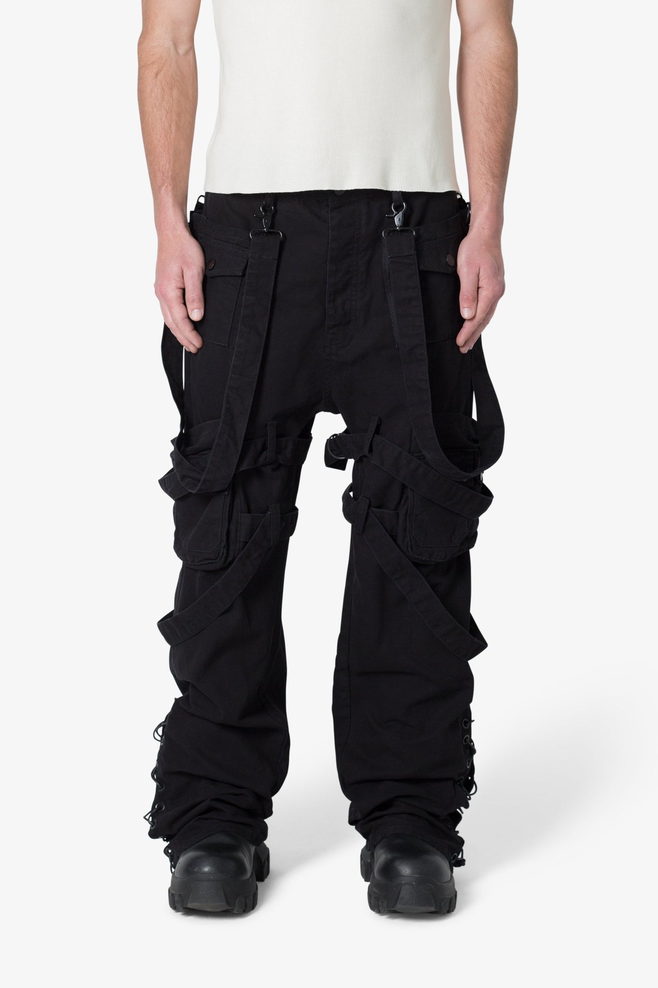 Laced Up Cargo Pants | Black