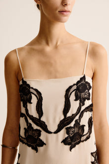 Rosa String Dress | Crema / Black