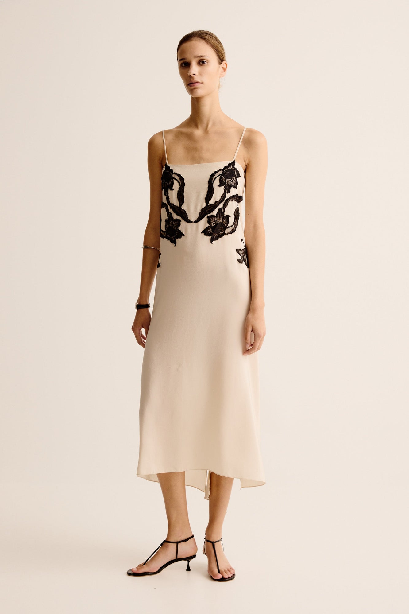 Rosa String Dress | Crema / Black