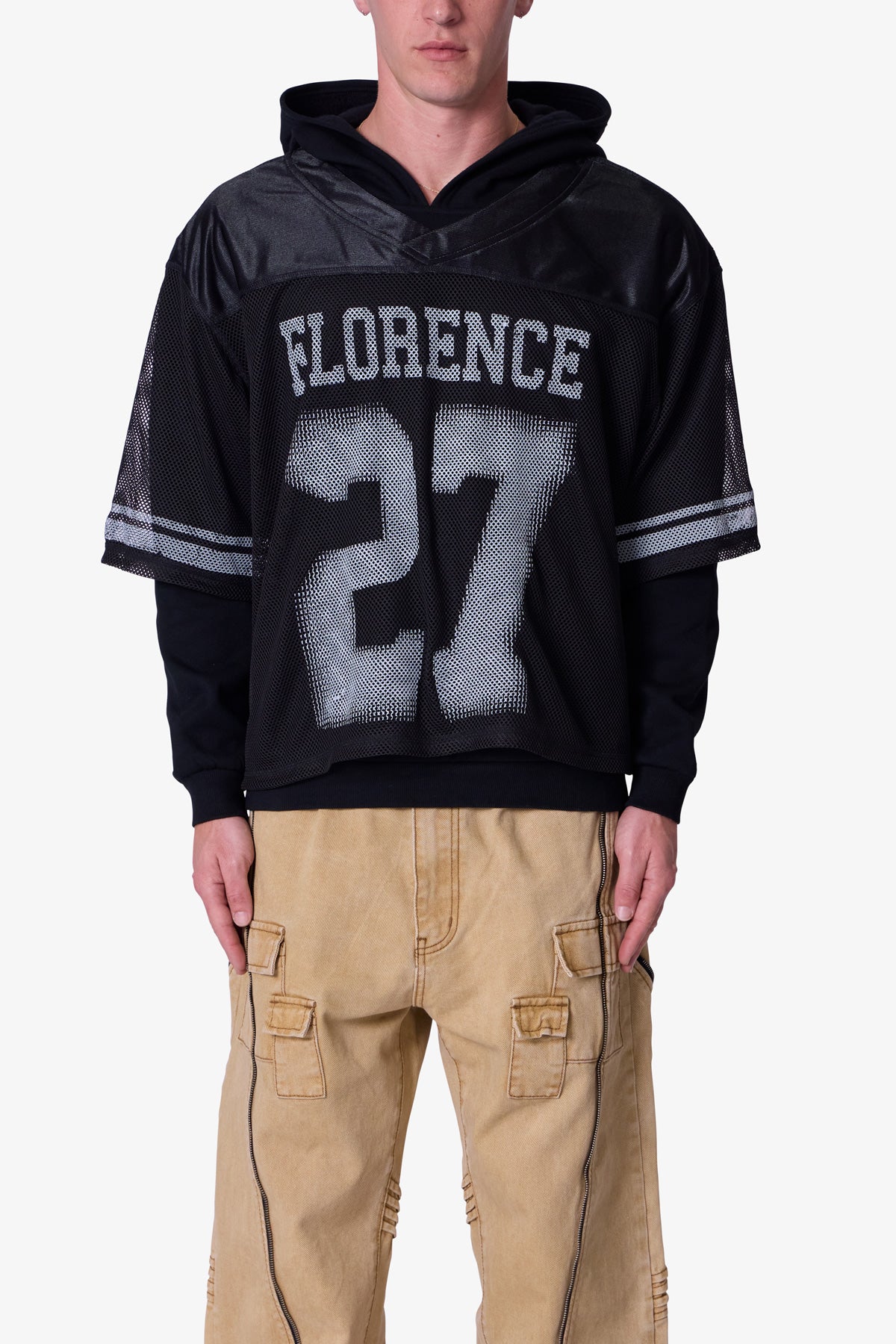 Layered Jersey Hoodie | Black