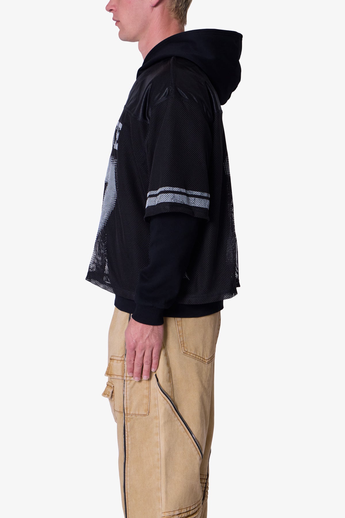 Layered Jersey Hoodie | Black