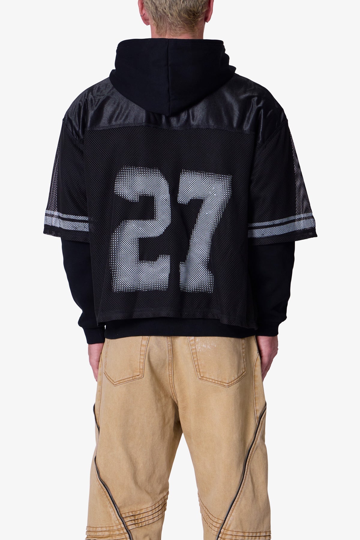 Layered Jersey Hoodie | Black