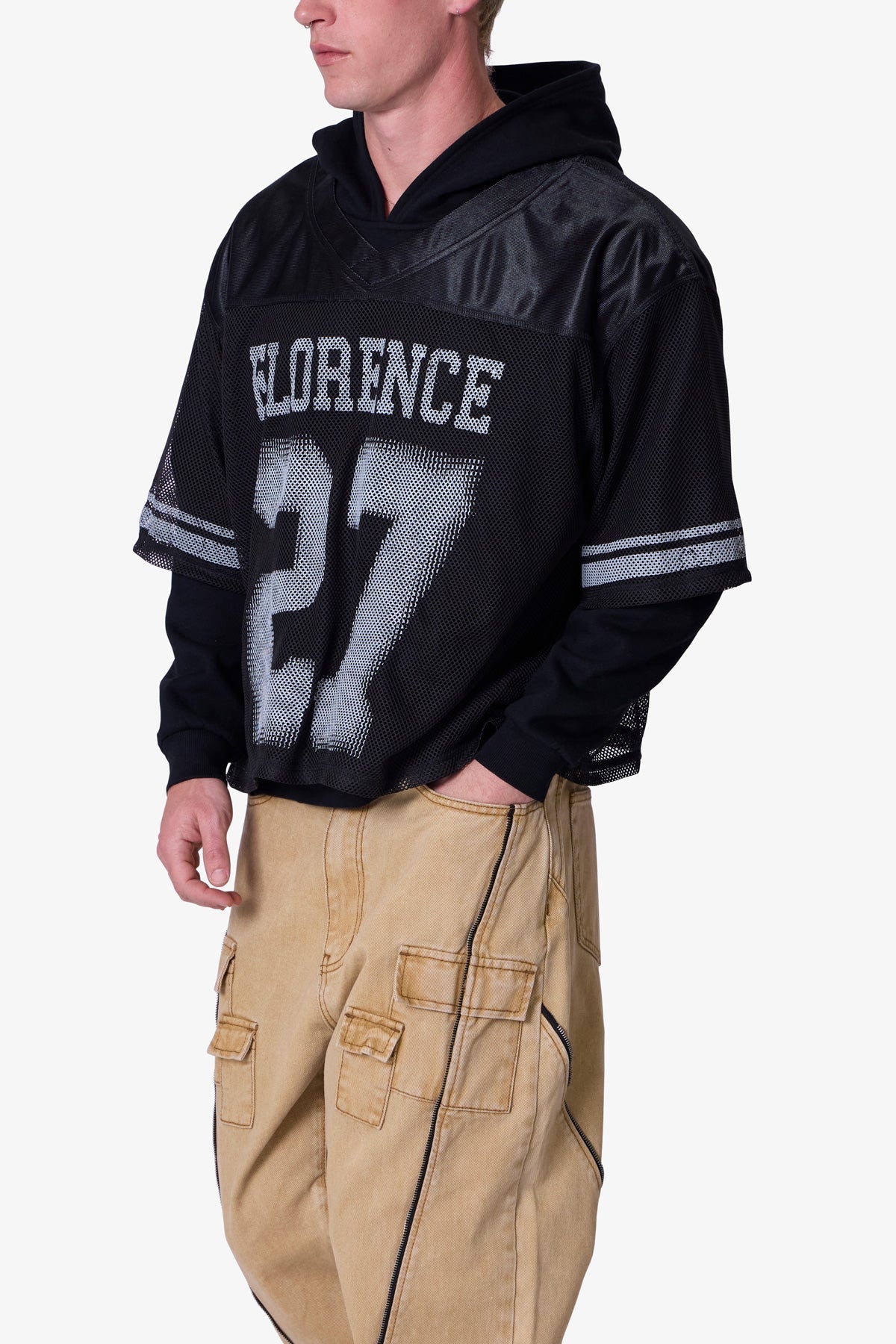 Layered Jersey Hoodie | Black