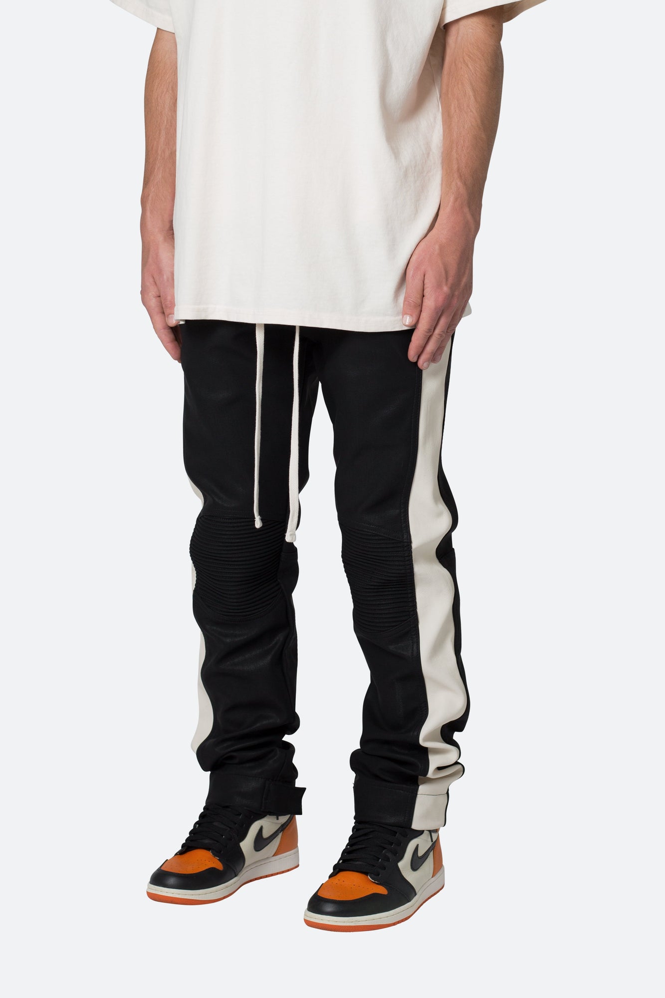 Leather Moto Pants | Black x White
