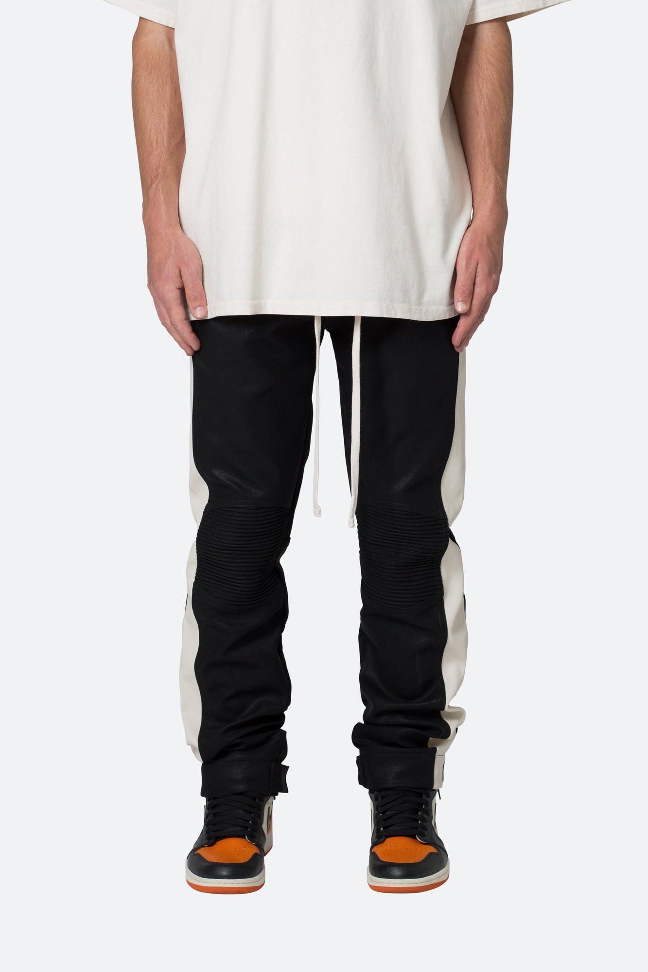 Leather Moto Pants | Black x White