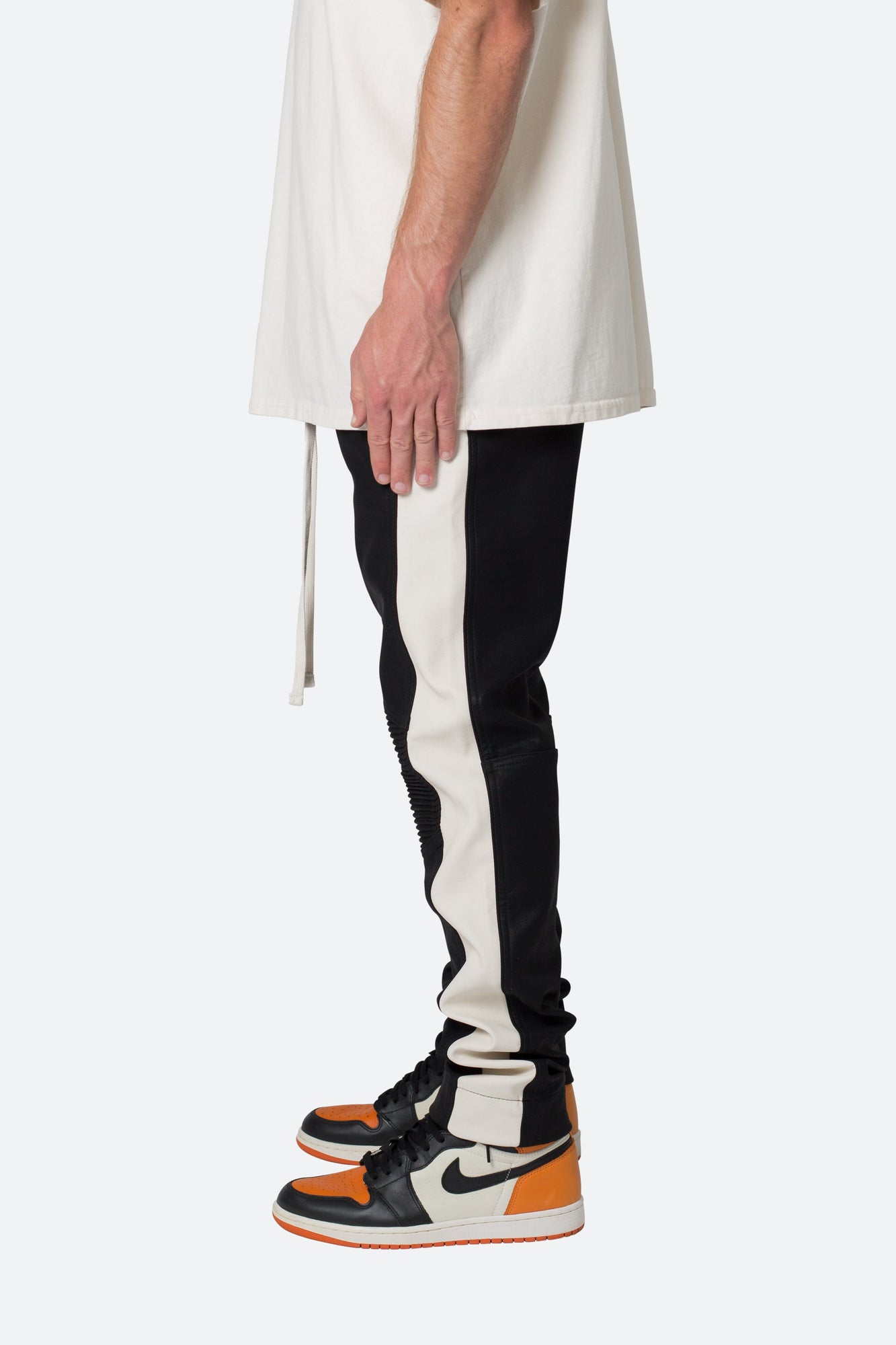 Leather Moto Pants | Black x White