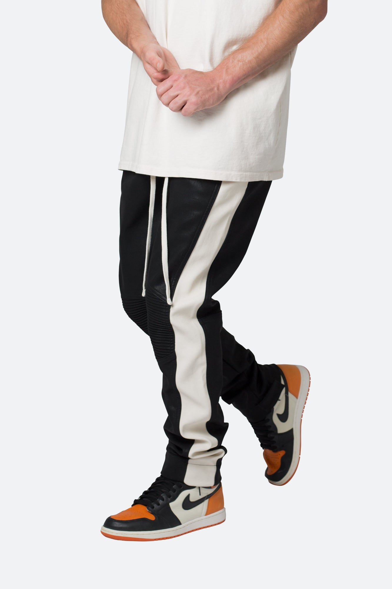 Leather Moto Pants | Black x White