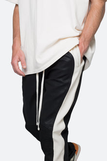 Leather Moto Pants | Black x White