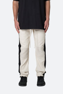 Leather Moto Pants | White x Black