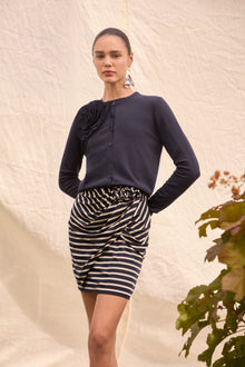 Rose Detail Knit Cardigan | Navy