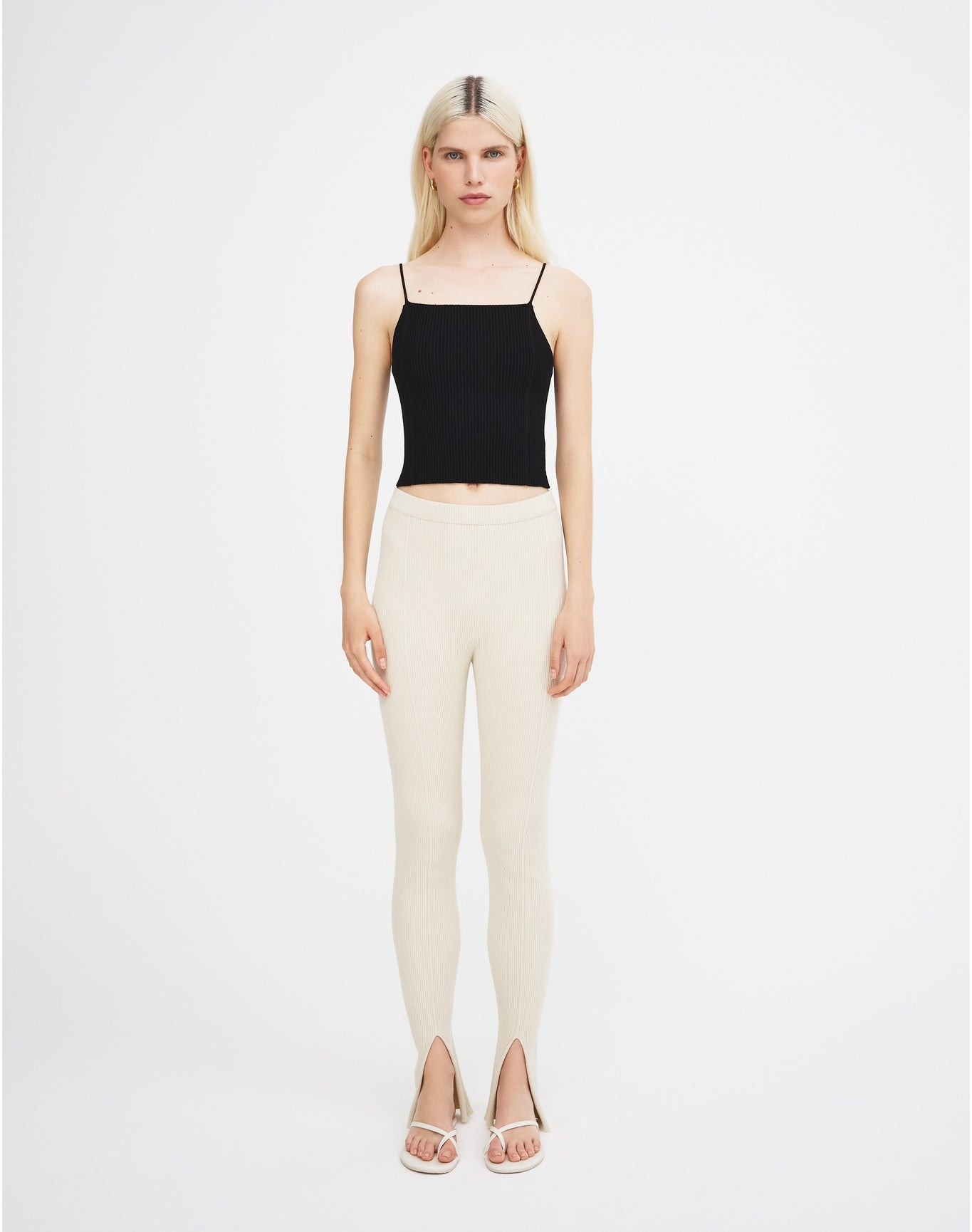 Leo Eco Stretch | Slit Leggings | Cream