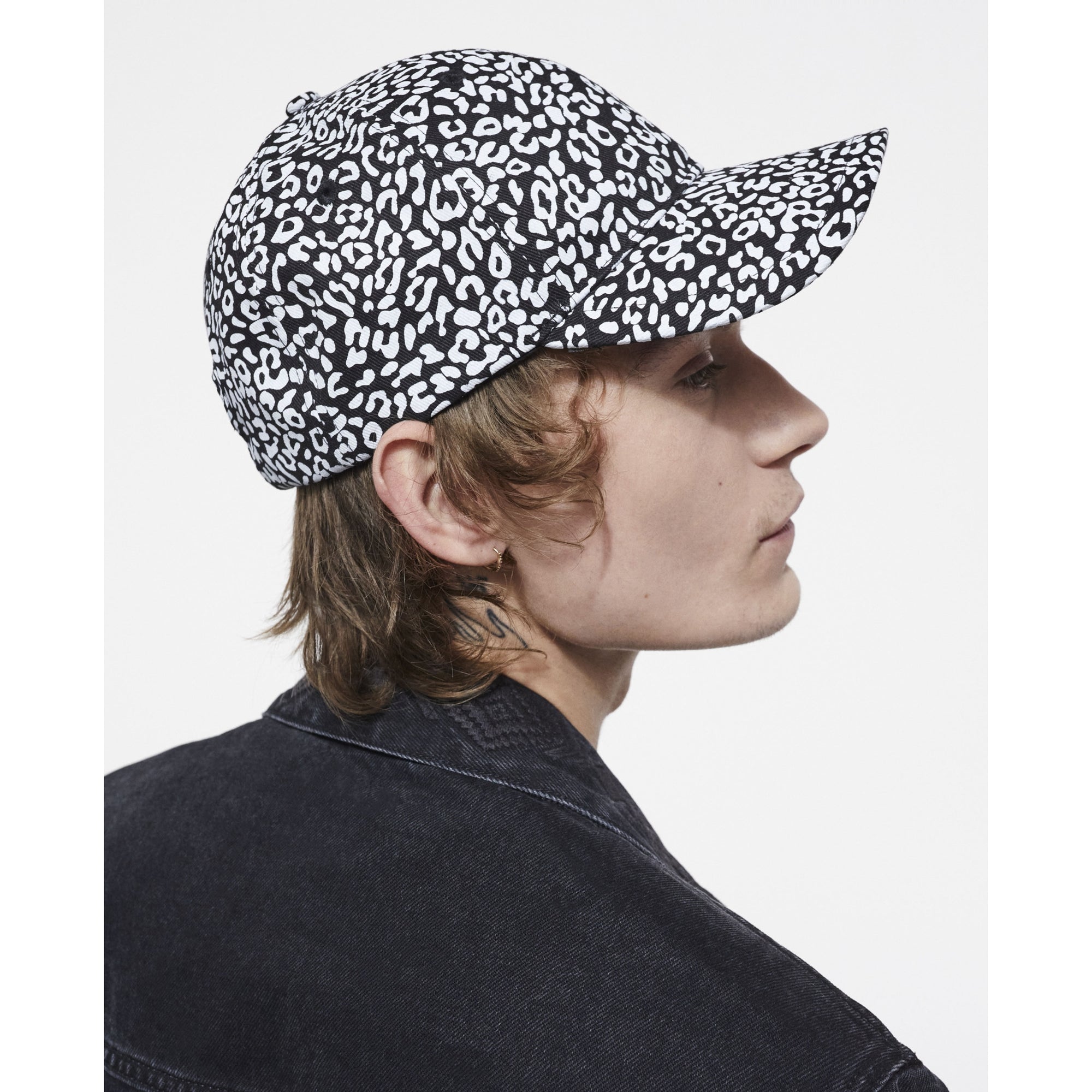 Leopard Print Cap | Women | Black x White