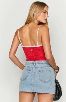 Libby Lace Crop Top | Red