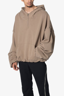 Lined Baggy 3 x 4 Zip Hoodie | Washed Earth