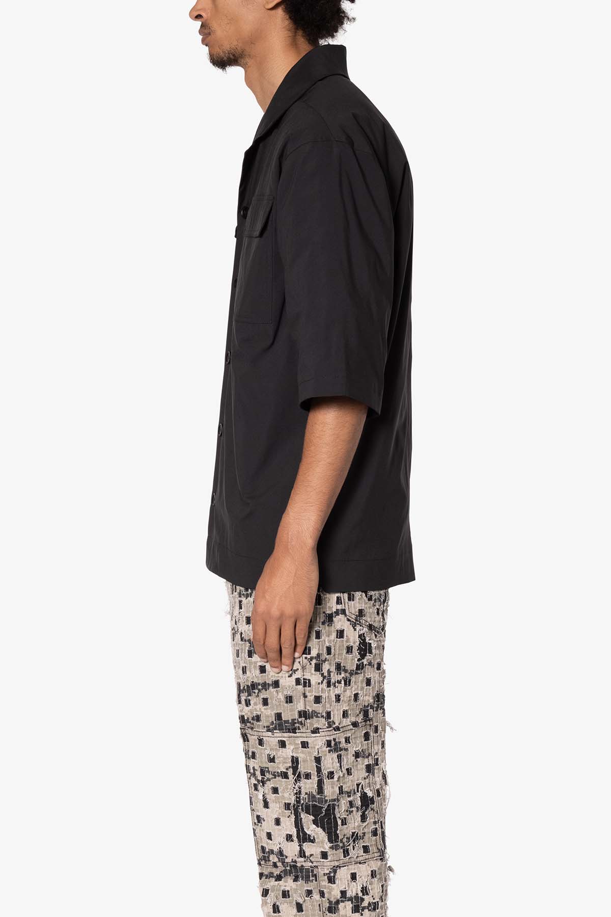 Lined Woven Nylon Shirt | Black