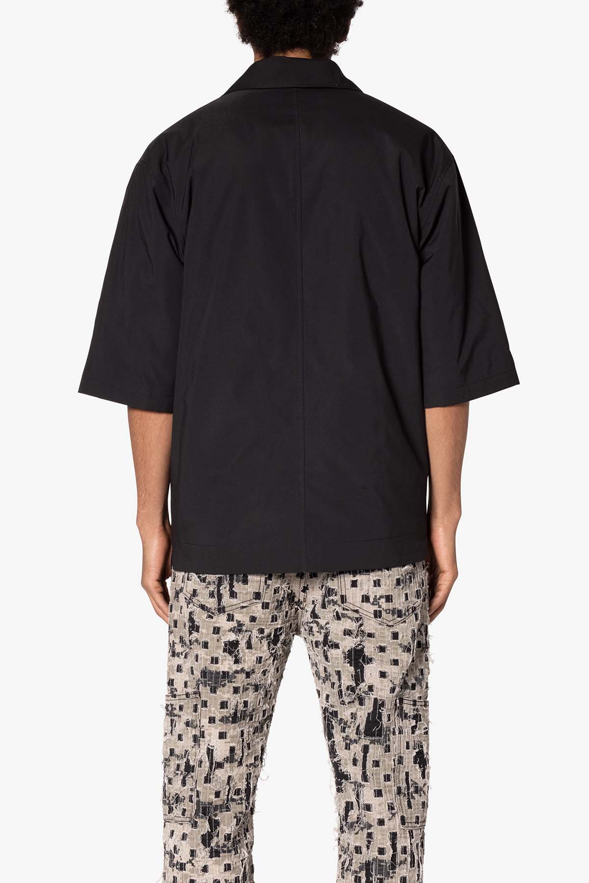 Lined Woven Nylon Shirt | Black