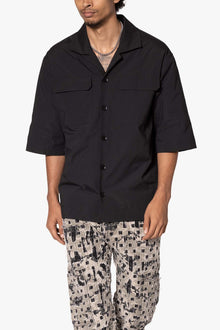 Lined Woven Nylon Shirt | Black