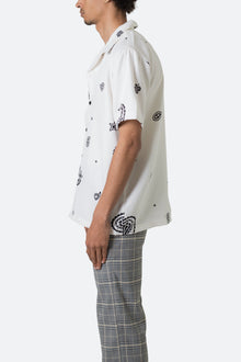 Linen Blend S x S Shirt | White Paisley
