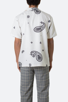 Linen Blend S x S Shirt | White Paisley