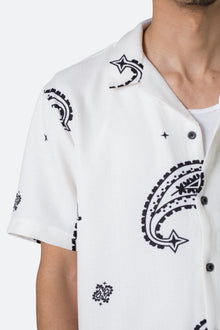 Linen Blend S x S Shirt | White Paisley