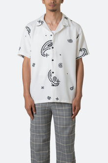 Linen Blend S x S Shirt | White Paisley