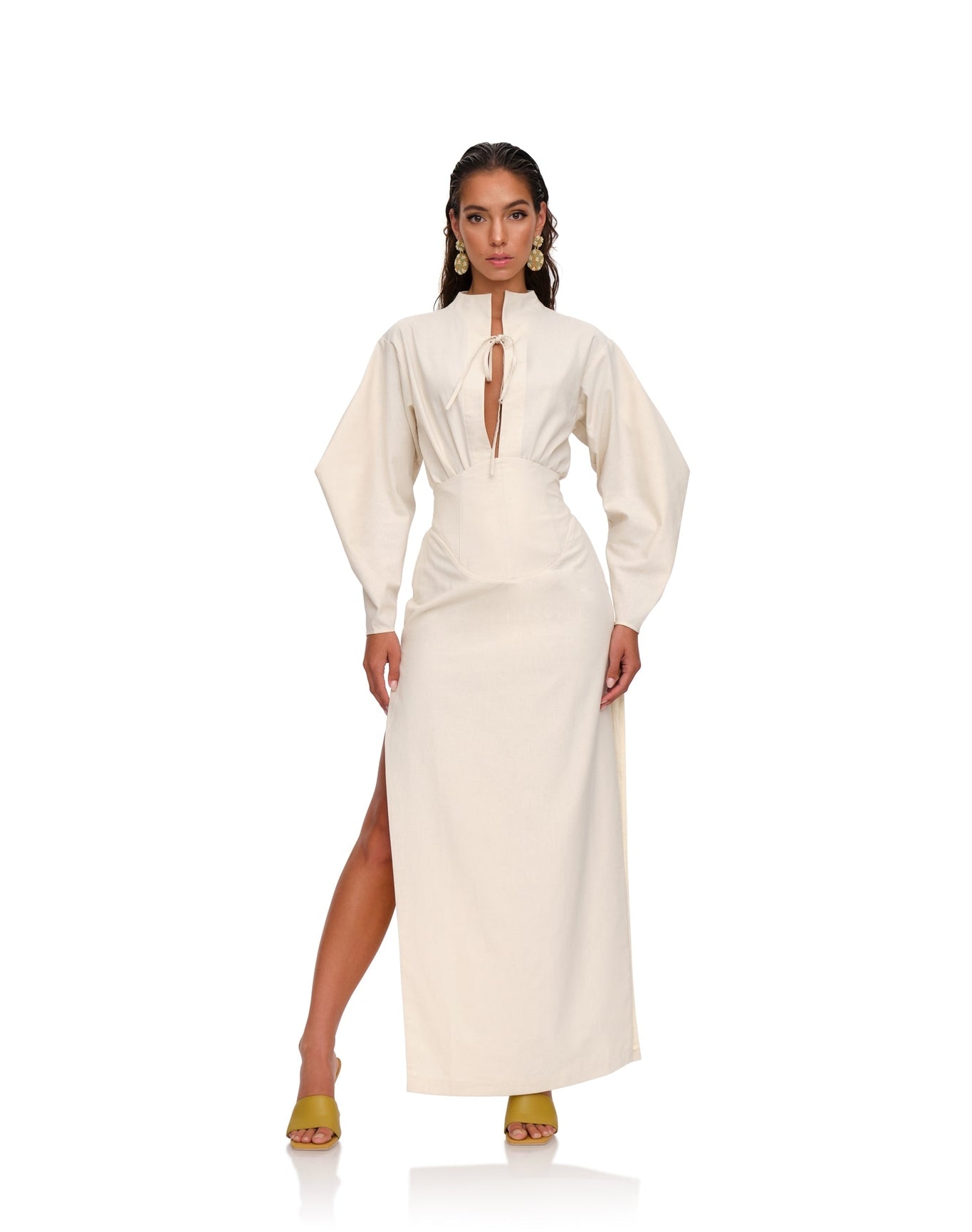 Lino Corset Skirt | Limestone