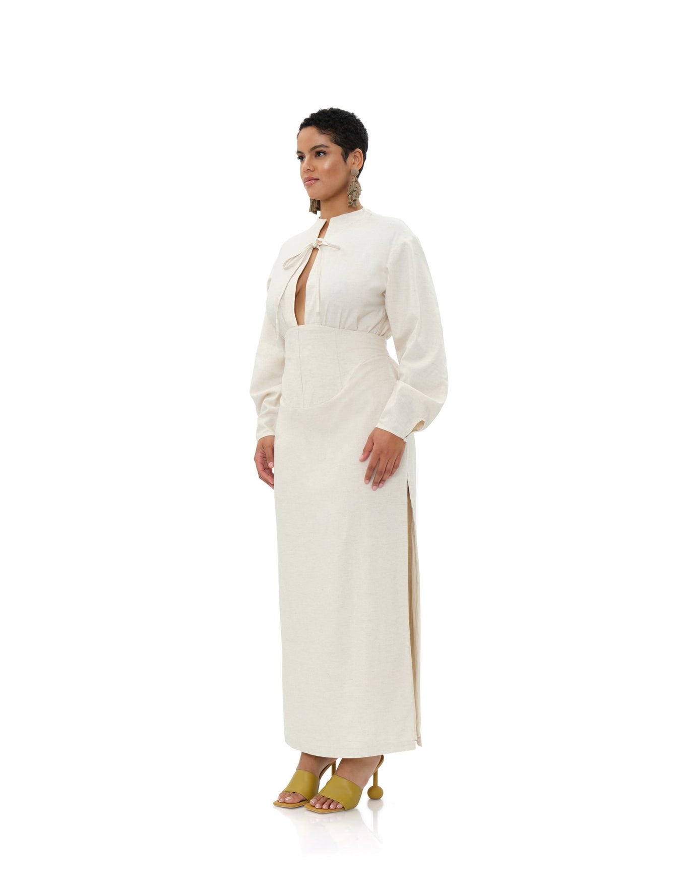 Lino Corset Skirt | Limestone