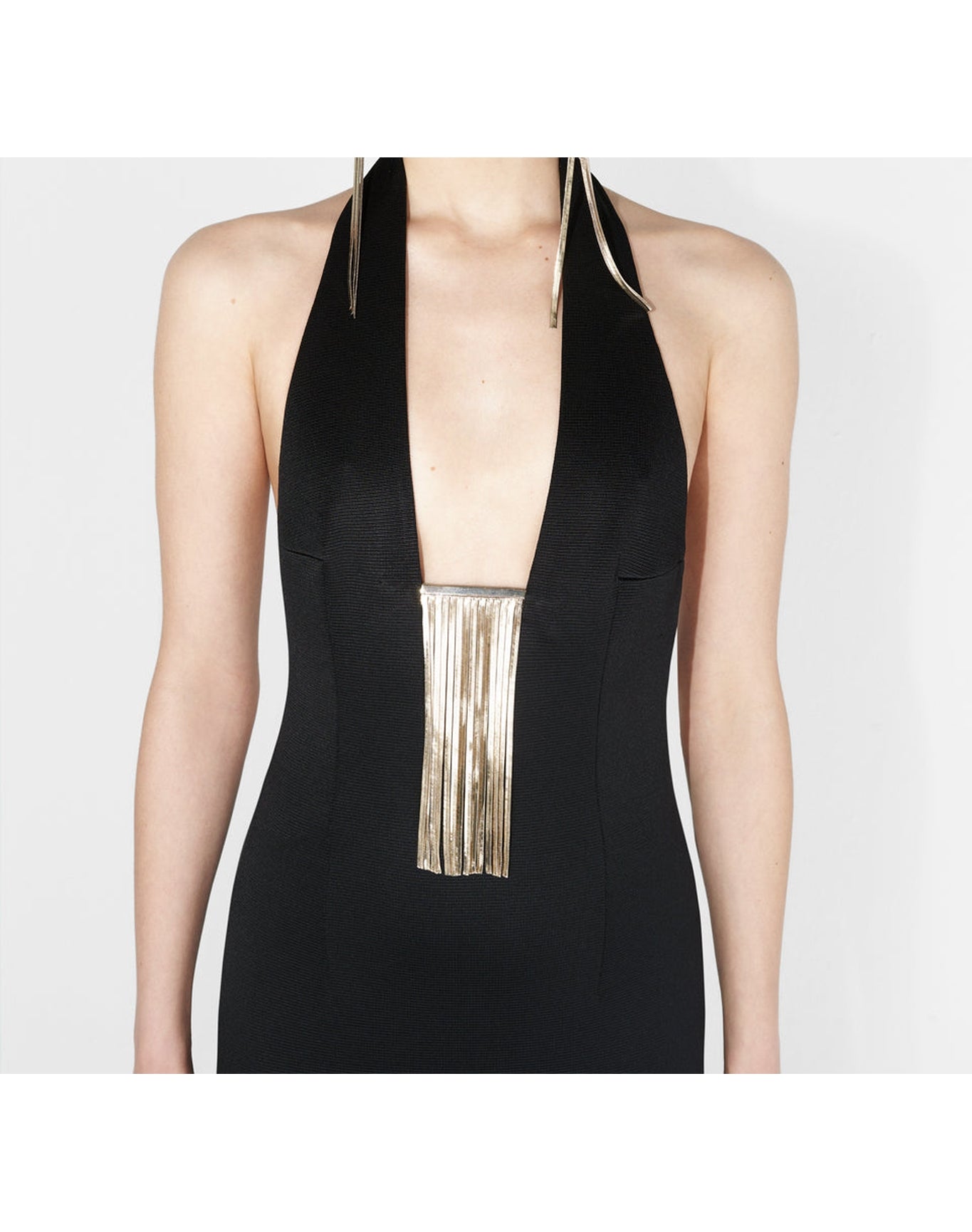 Liquid Chain Halter Dress | Black