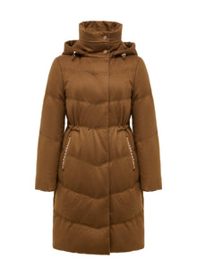 Long Cashmere Down Jacket | Brown