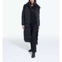 Long Down Jacket With Straps And Logo | Women | Black