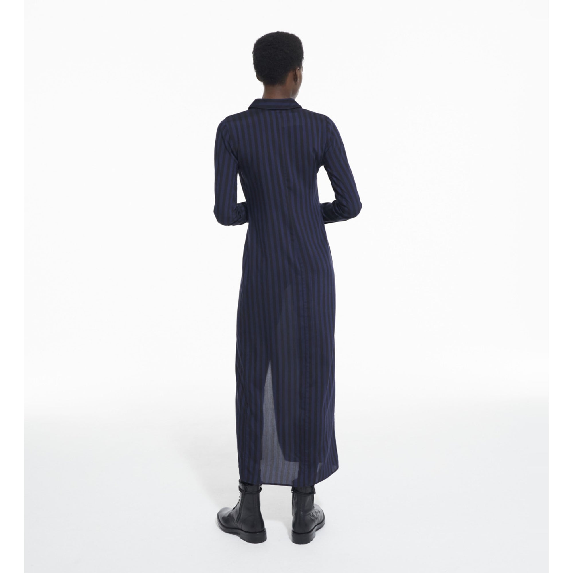 Long Striped Dress | Women | Black Navy