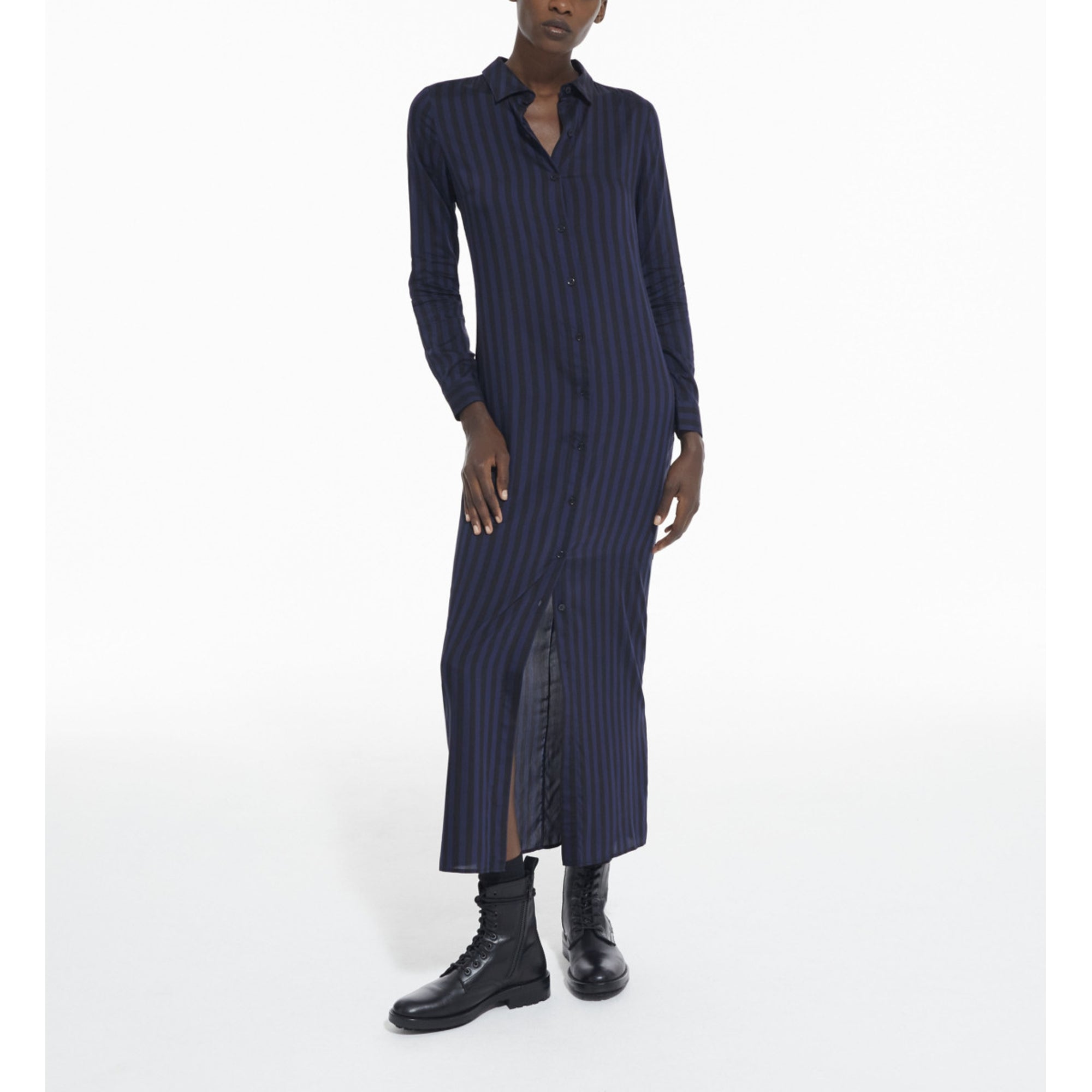 Long Striped Dress | Women | Black Navy