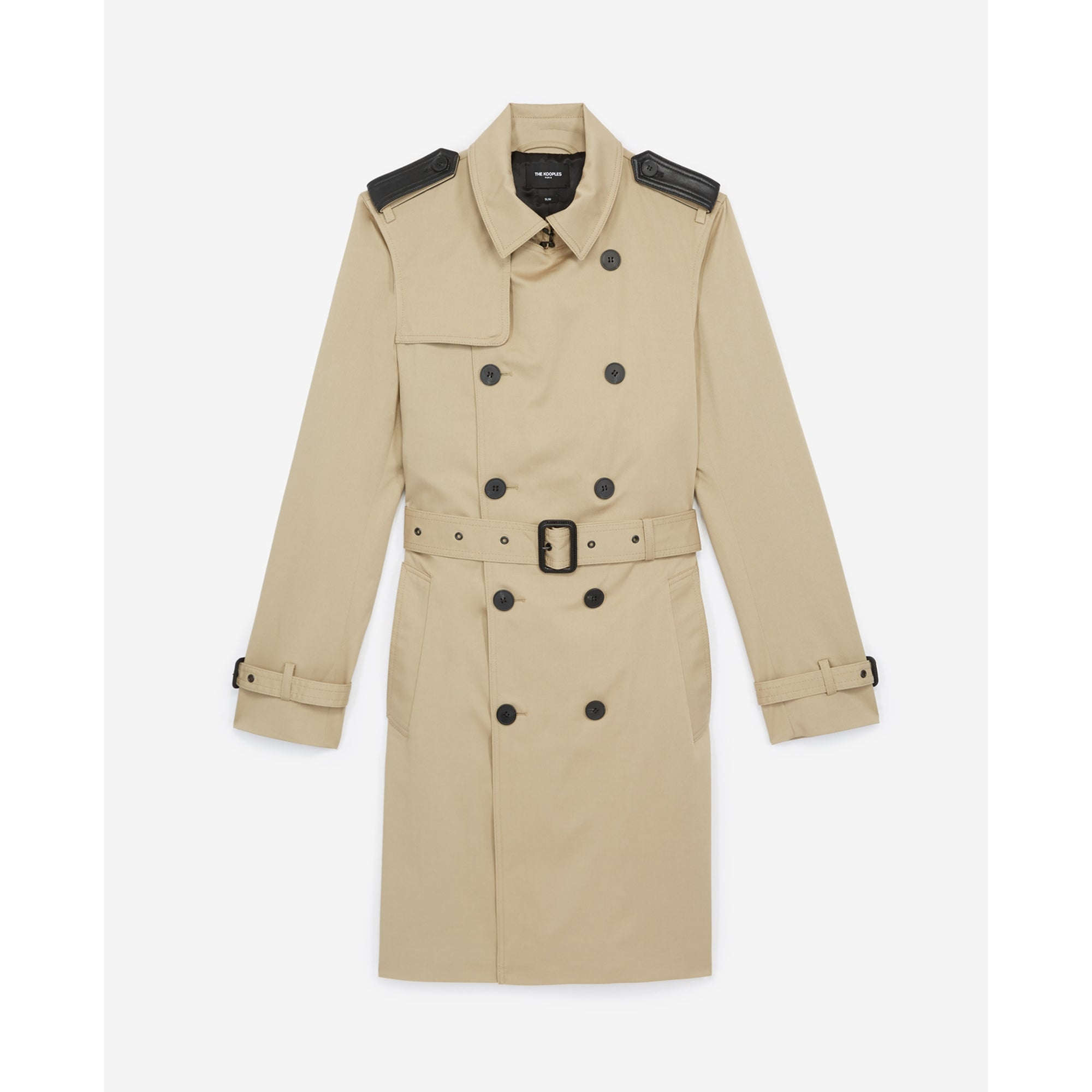 Long Trench Coat Leather Details | Men | Beige