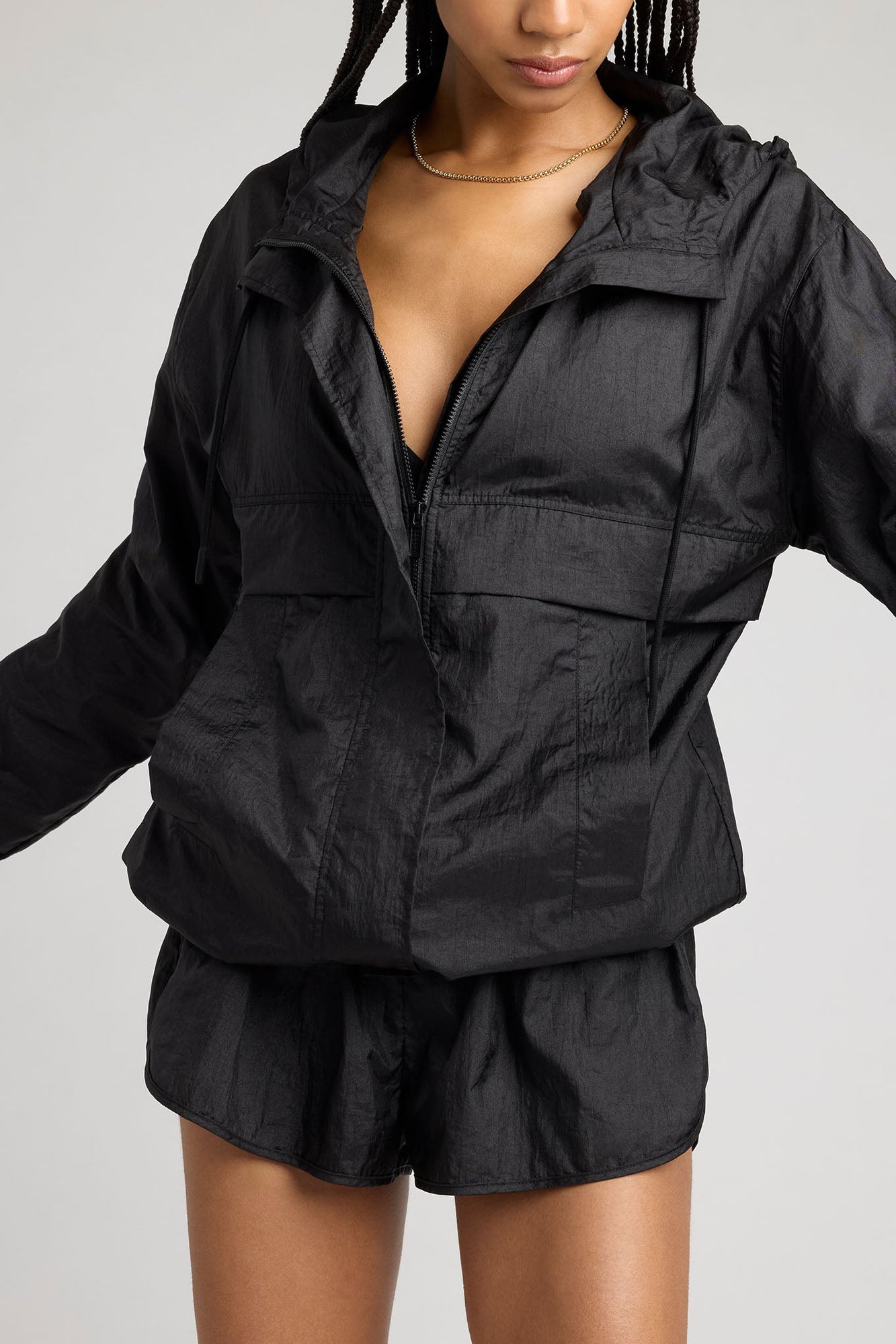Parachute Zip Up | Black