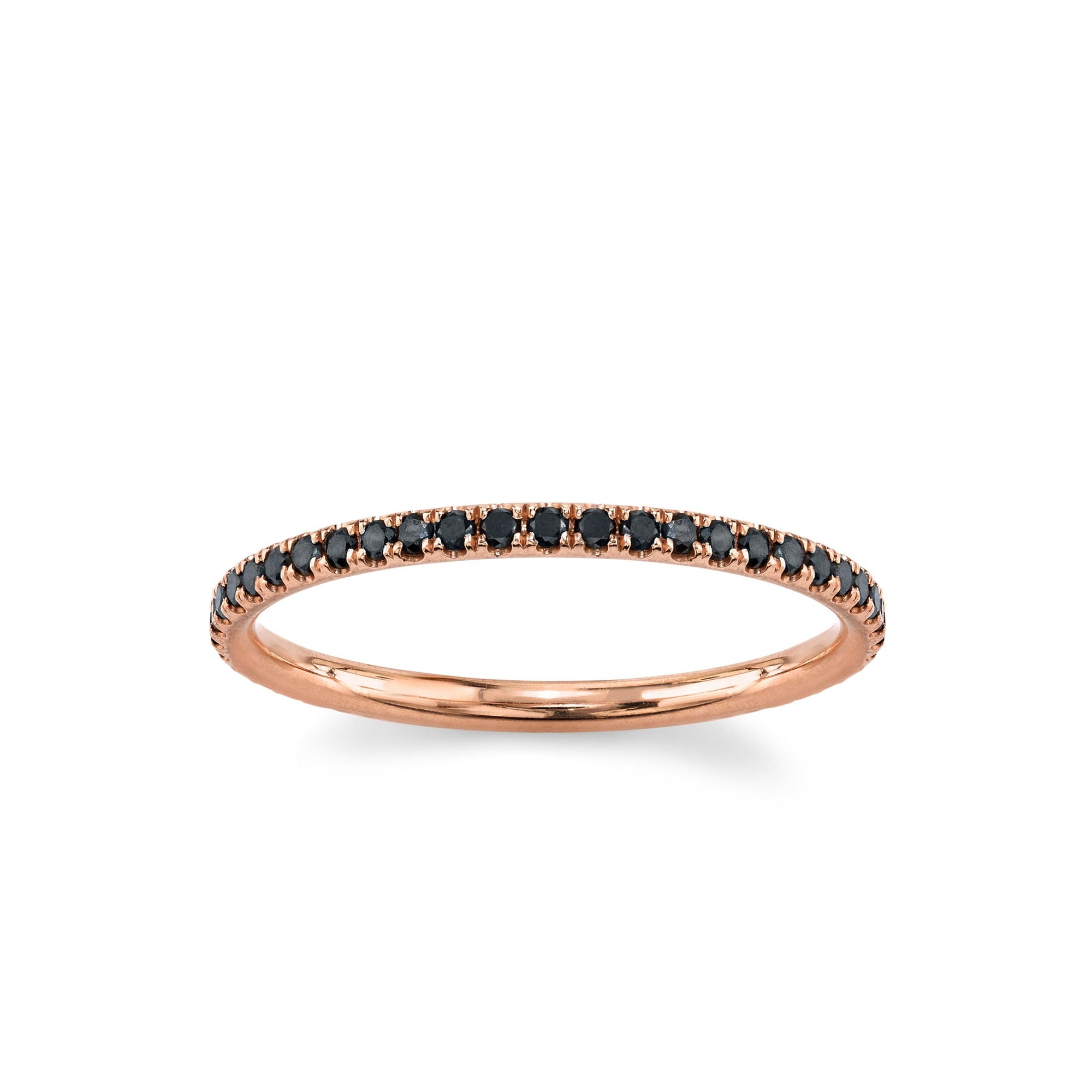 Women | Black Diamond Love Goes Round Eternity Band | 14k Rose Gold