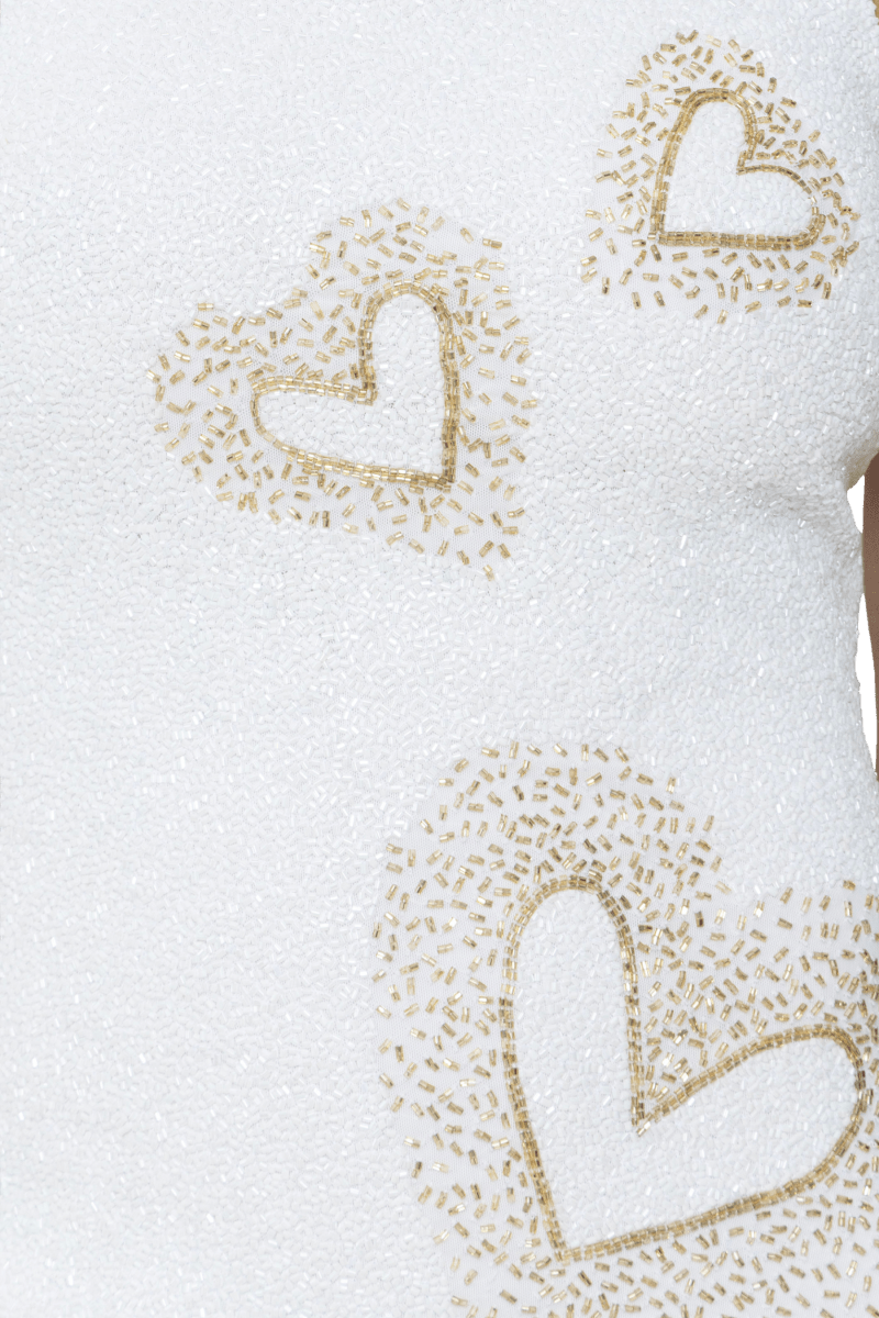 Love Hand - Beaded Embellished Mini Dress - Self - Adore