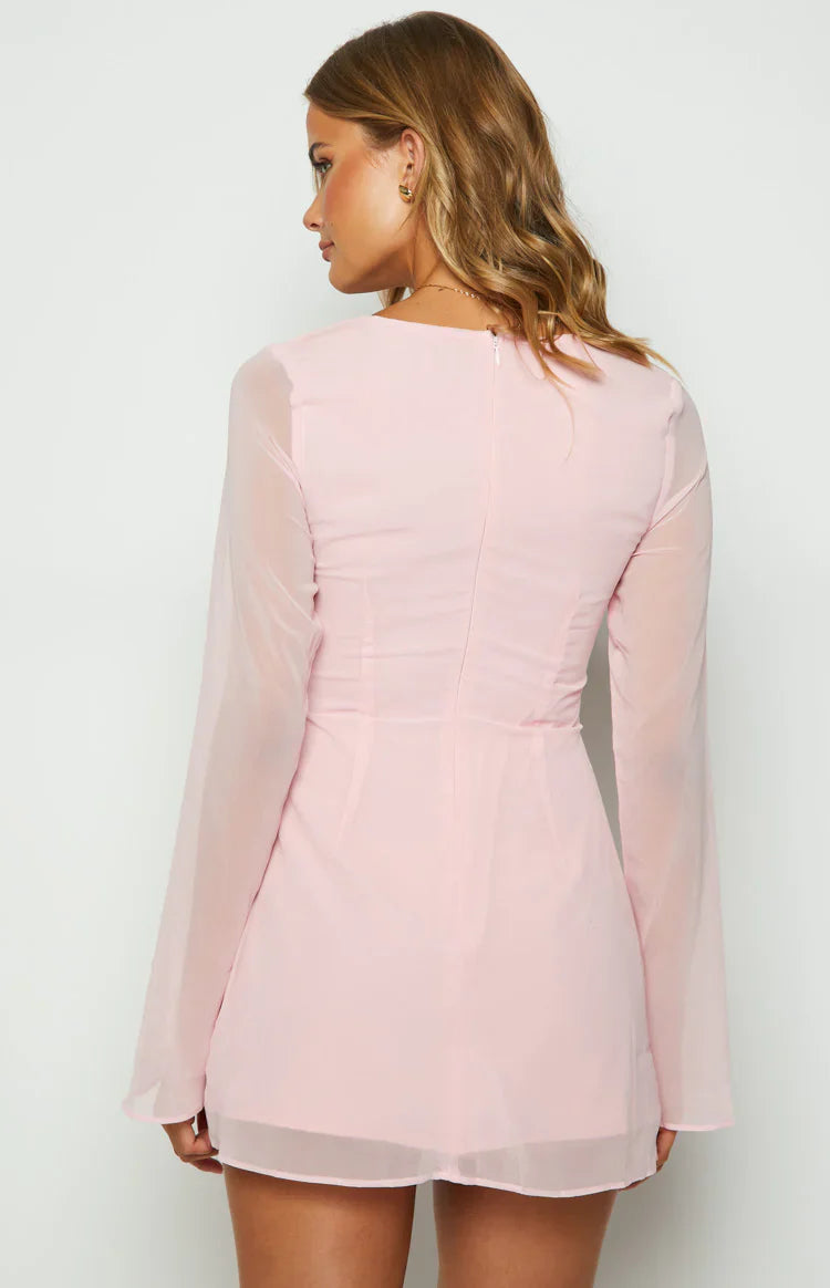 Lucy Long Sleeve Mini Dress | Baby Pink