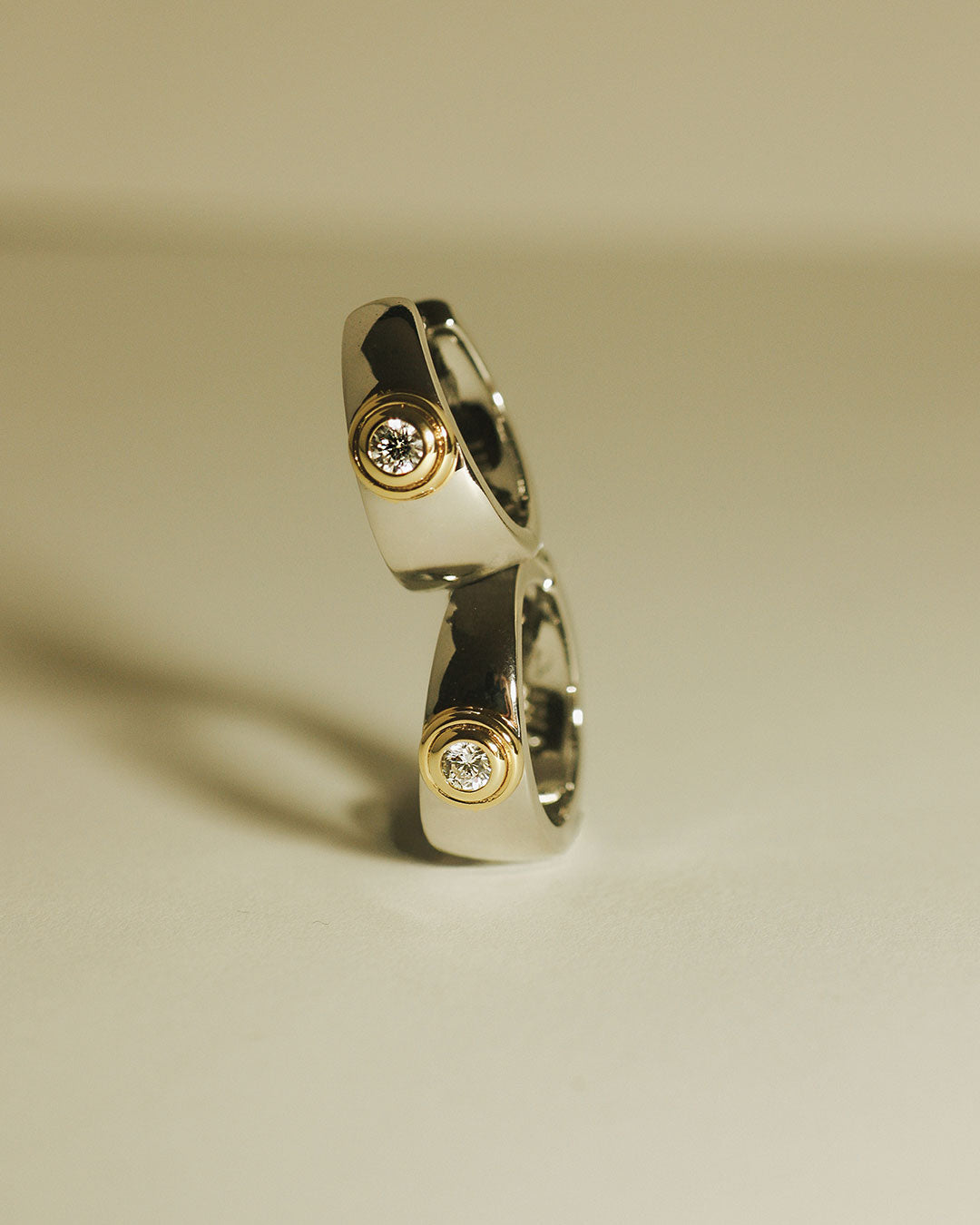 The Luna Bezel Hoops | Cubic Zirconia | Gold