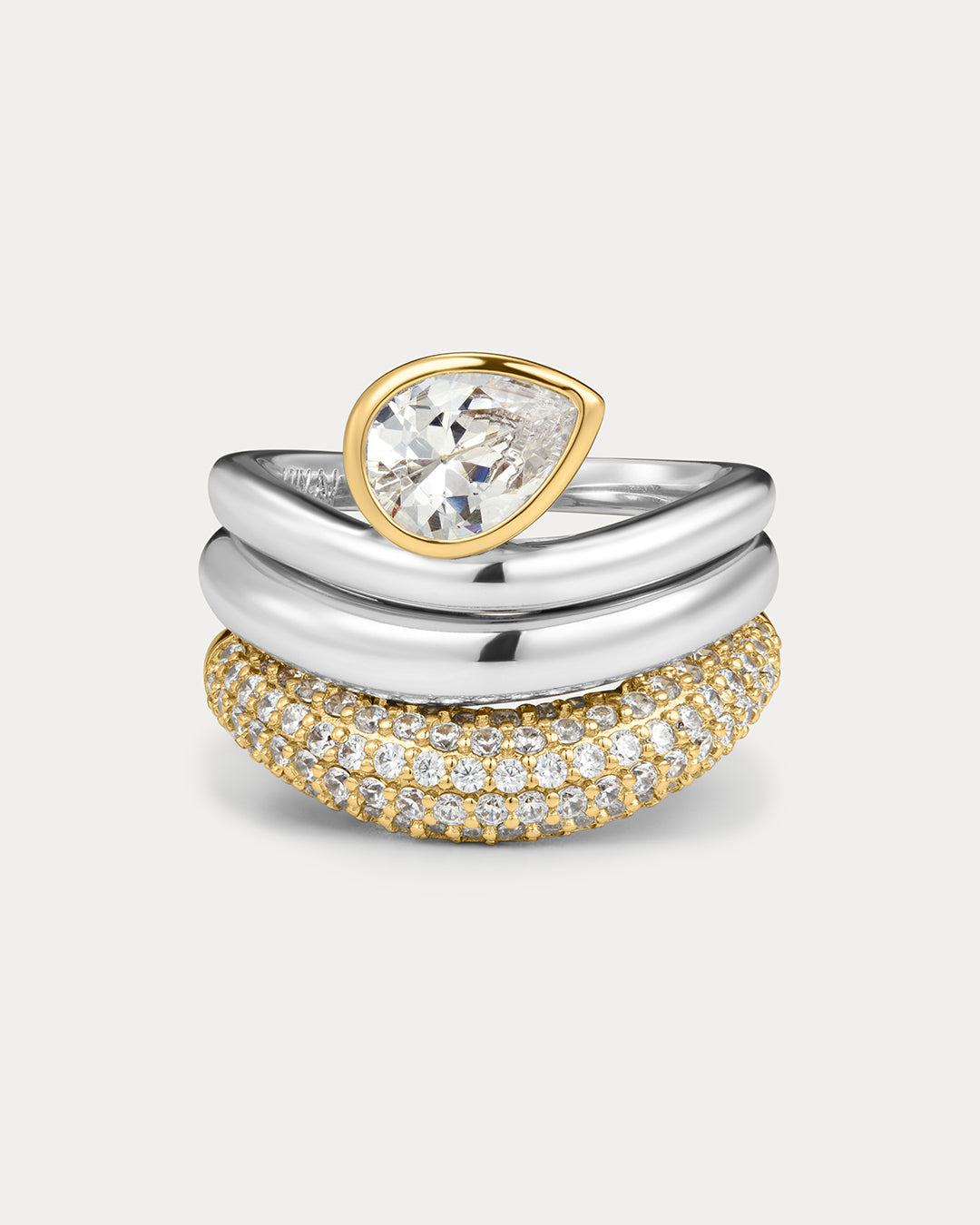 The Marais Wave Ring Set | Set of 3 Rings | Silver