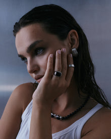 The Midnight Mesa Beaded Necklace | Black Beads/Black Agate | Silver