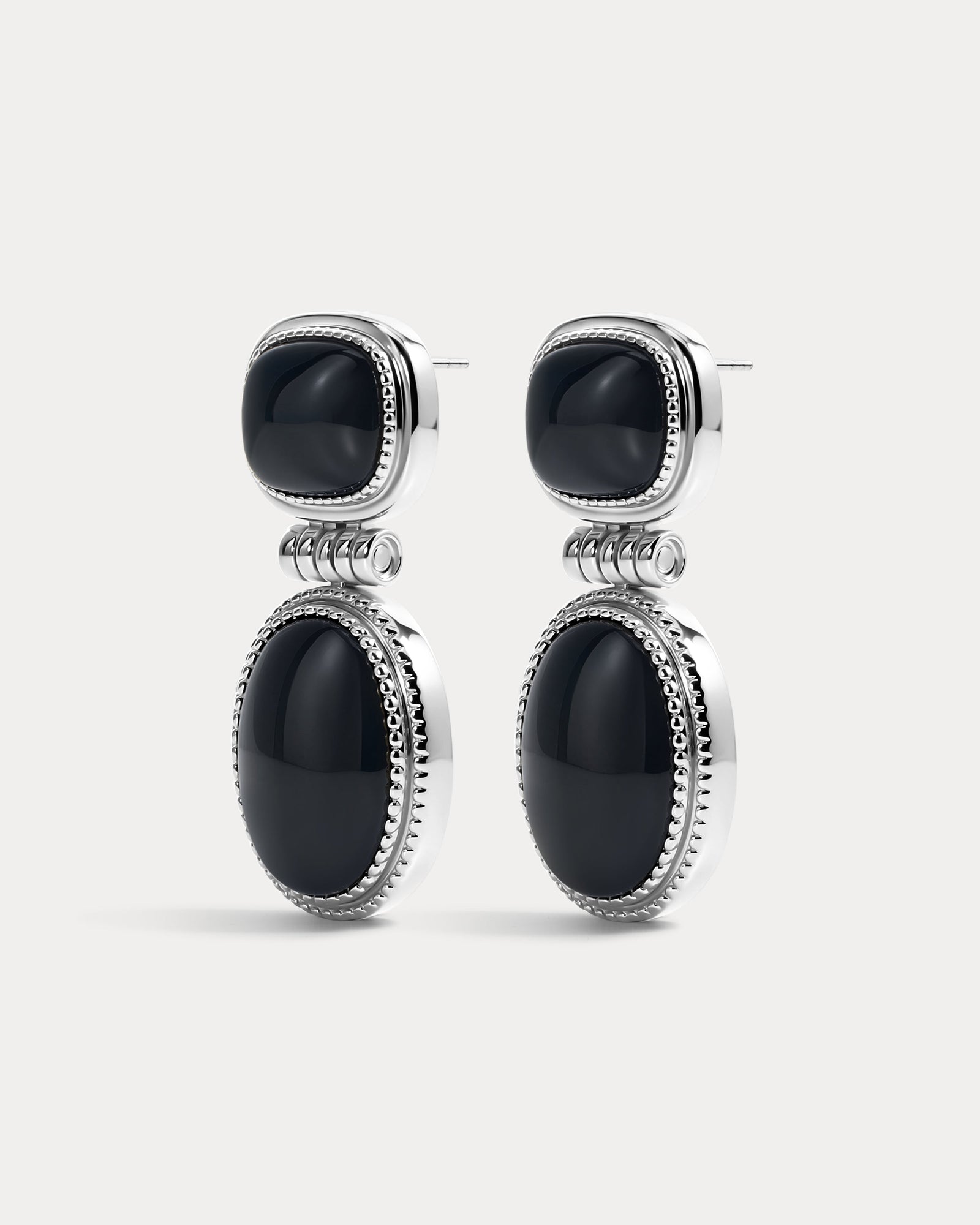 The Midnight Mesa Drop Studs | Black Agate | Silver