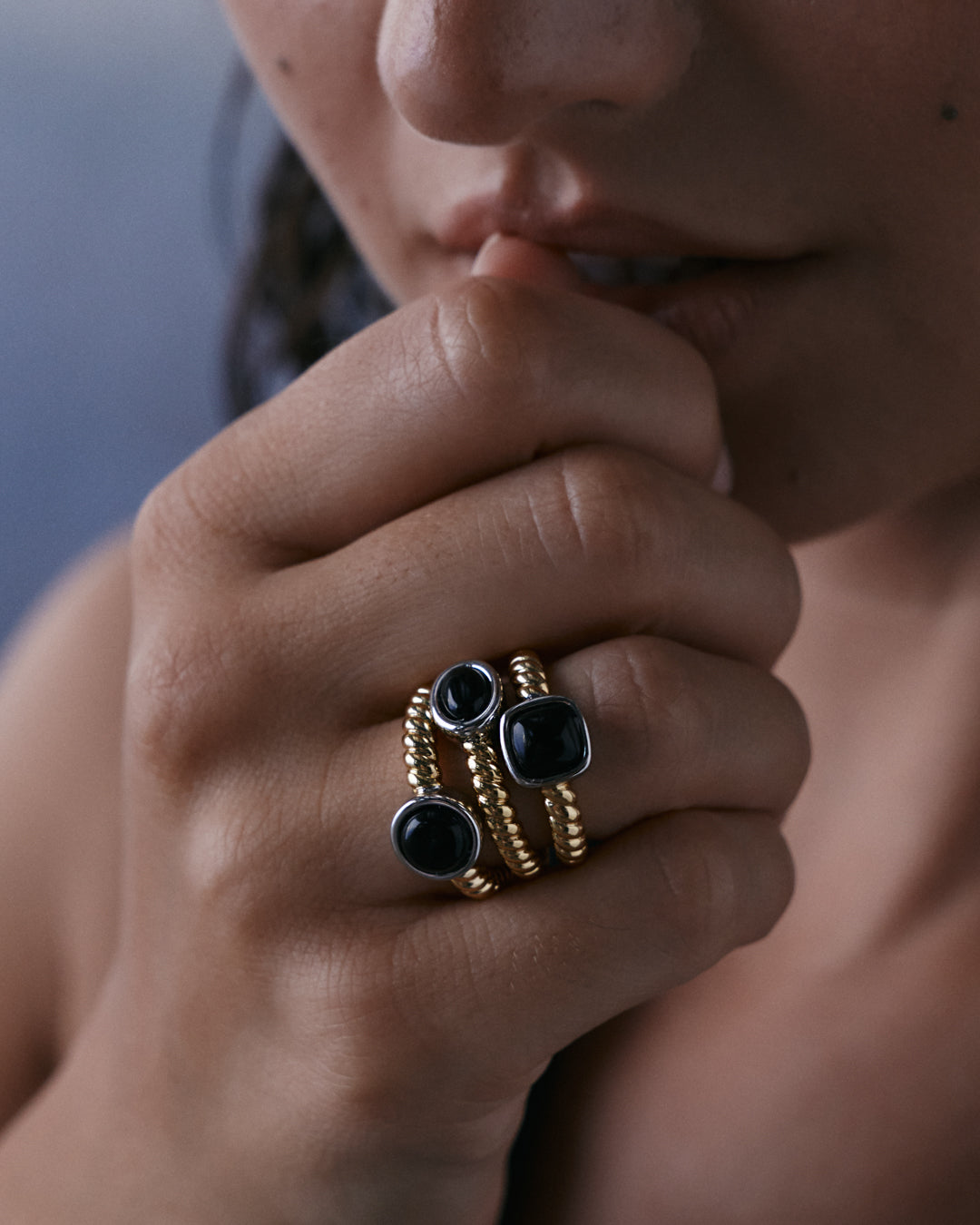 The Midnight Mesa Ring Set | Set of 3 Rings | Gold/Silver