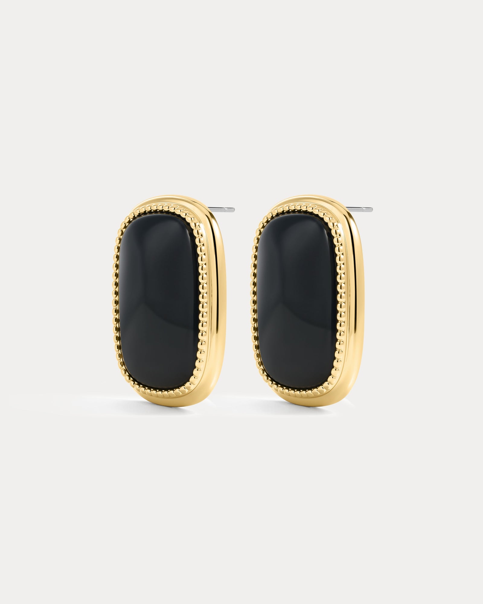 The Midnight Mesa Statement Studs | Black Agate | Gold