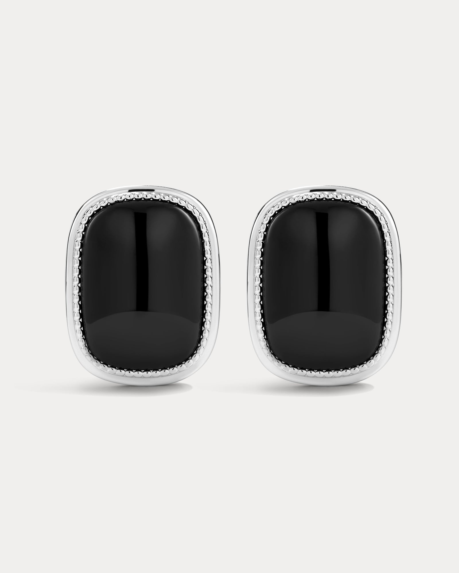The Midnight Mesa Statement Studs | Black Agate | Silver