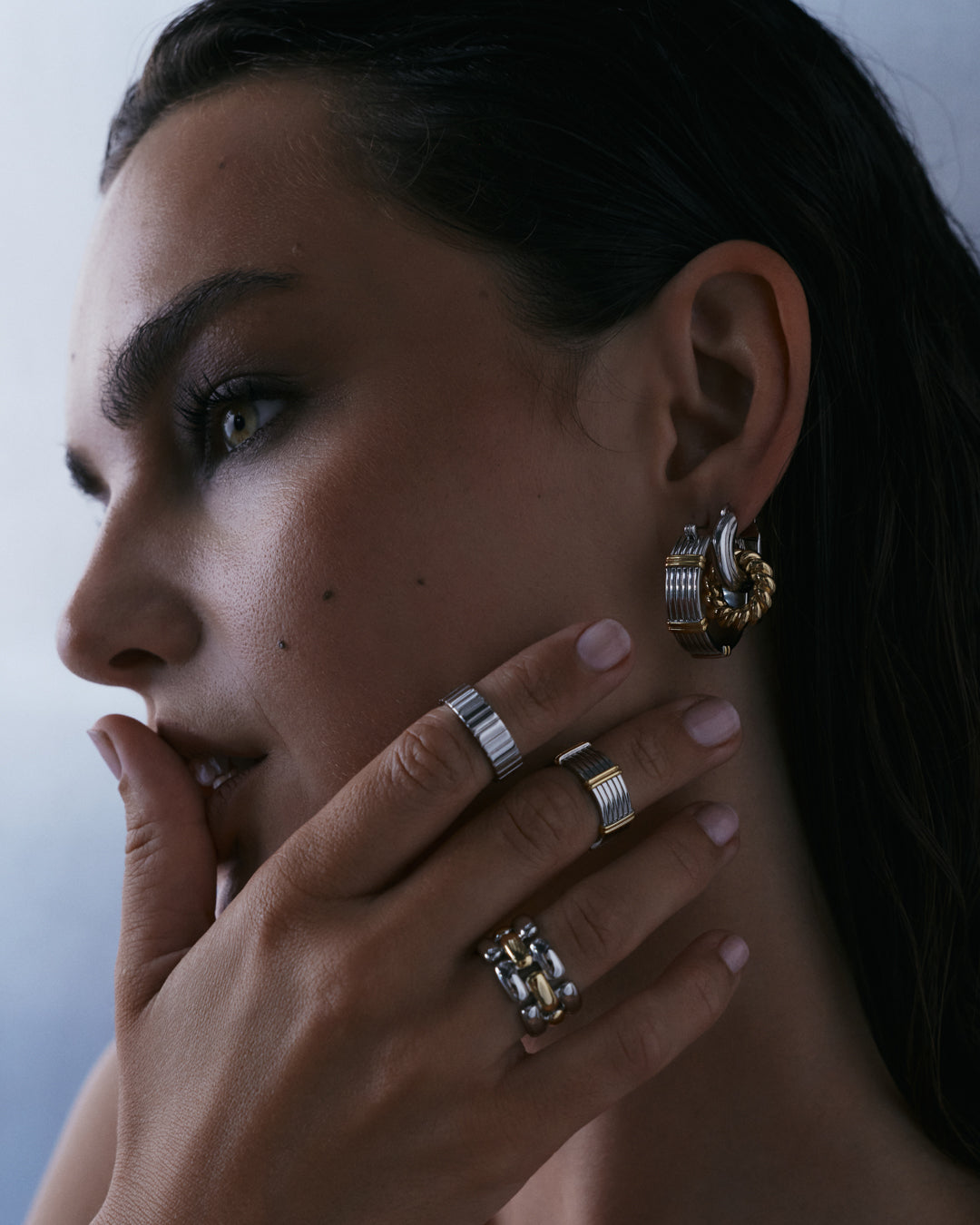 The Noir Link Ring | Silver/Gold