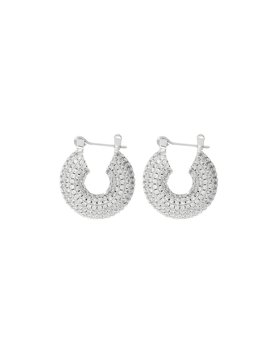 Pave Mini Donut Hoops - Silver | Plated Silver