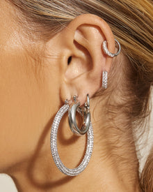 Pave Amalfi Hoops - Silver | Plated Silver